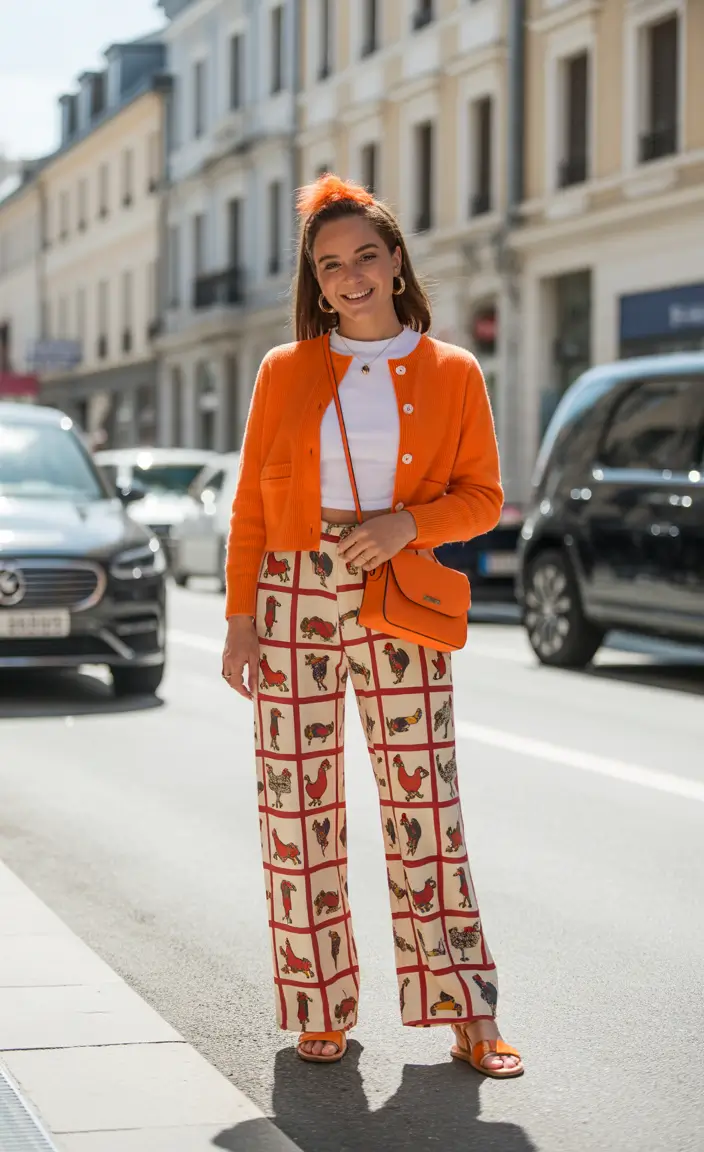 Colorplay Vibrant Orange Knits With Folklore-Inspired Prints