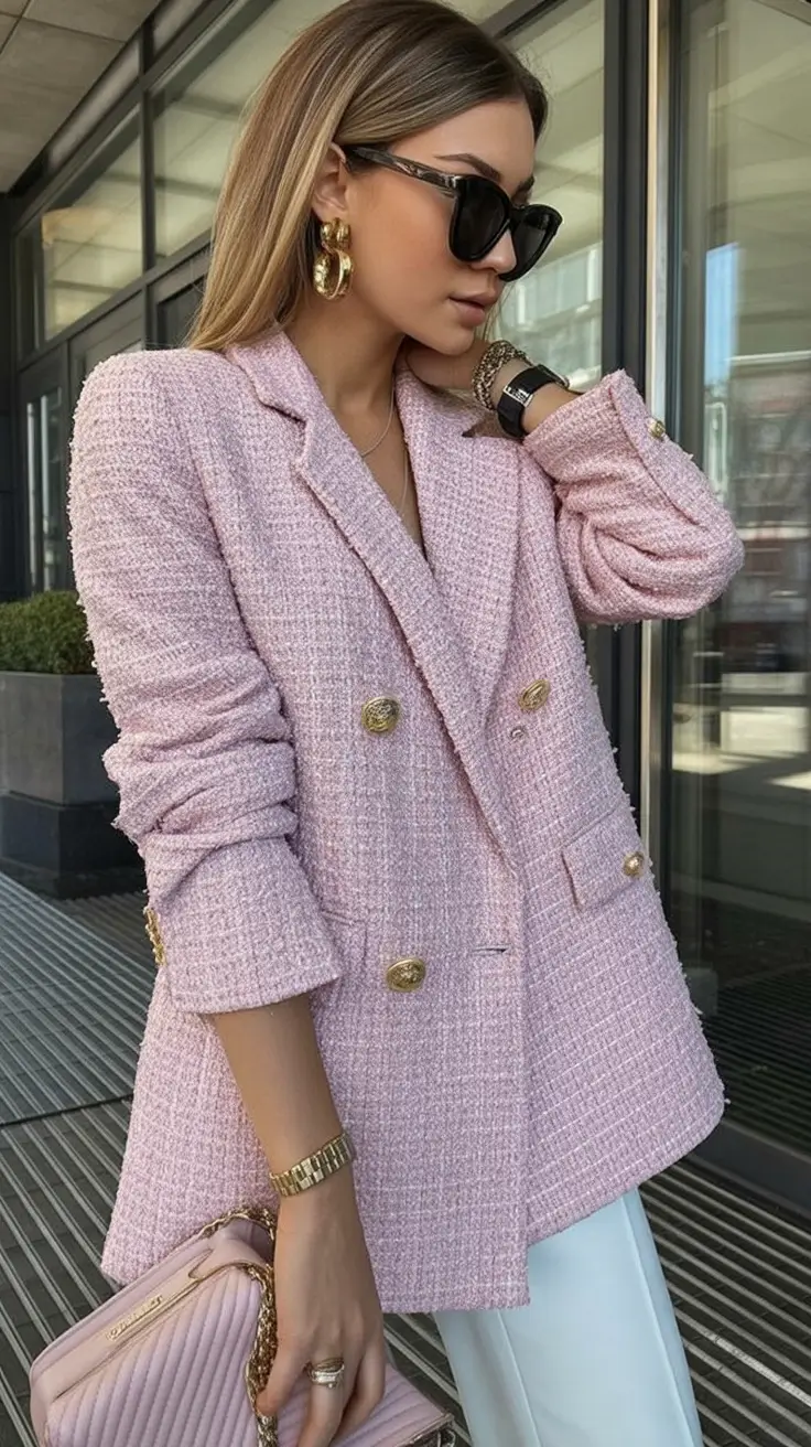 Pastels Soft Pink Tweed with Luxe Accessories