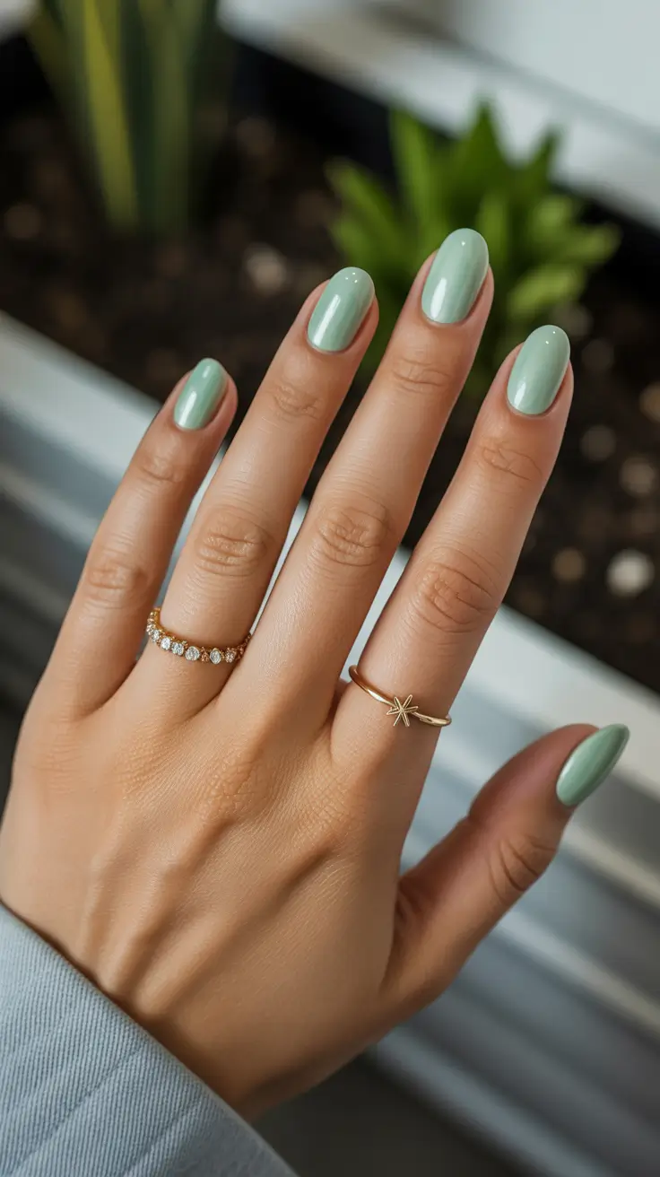 spring nail colors 2026 Mint Green Gloss for Fresh Spring Minimalism