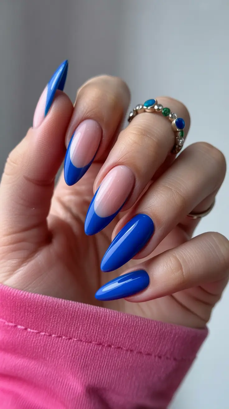 spring nail colors 2026 Cobalt French Twist for Bold Spring Energy
