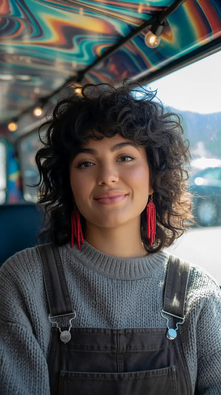 amazing spring short hairstyles 2026 Curly Short Shag with Micro Fringe