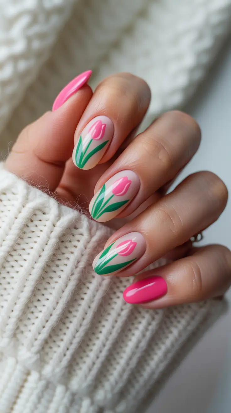 spring nail colors 2026 Pink Tulip Whimsy