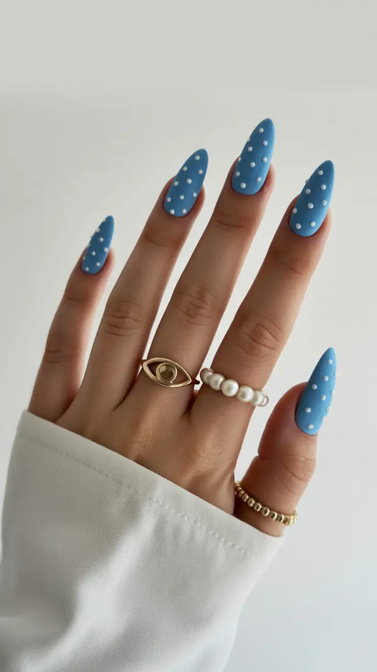 spring nail colors 2026 Sky Blue Sugar Dots