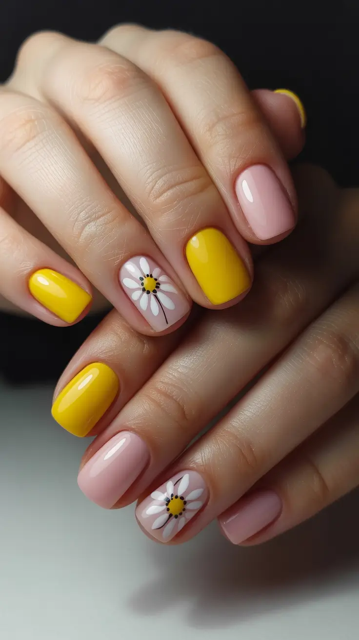 spring nail colors 2026 Daisy Lemon Short Bloom