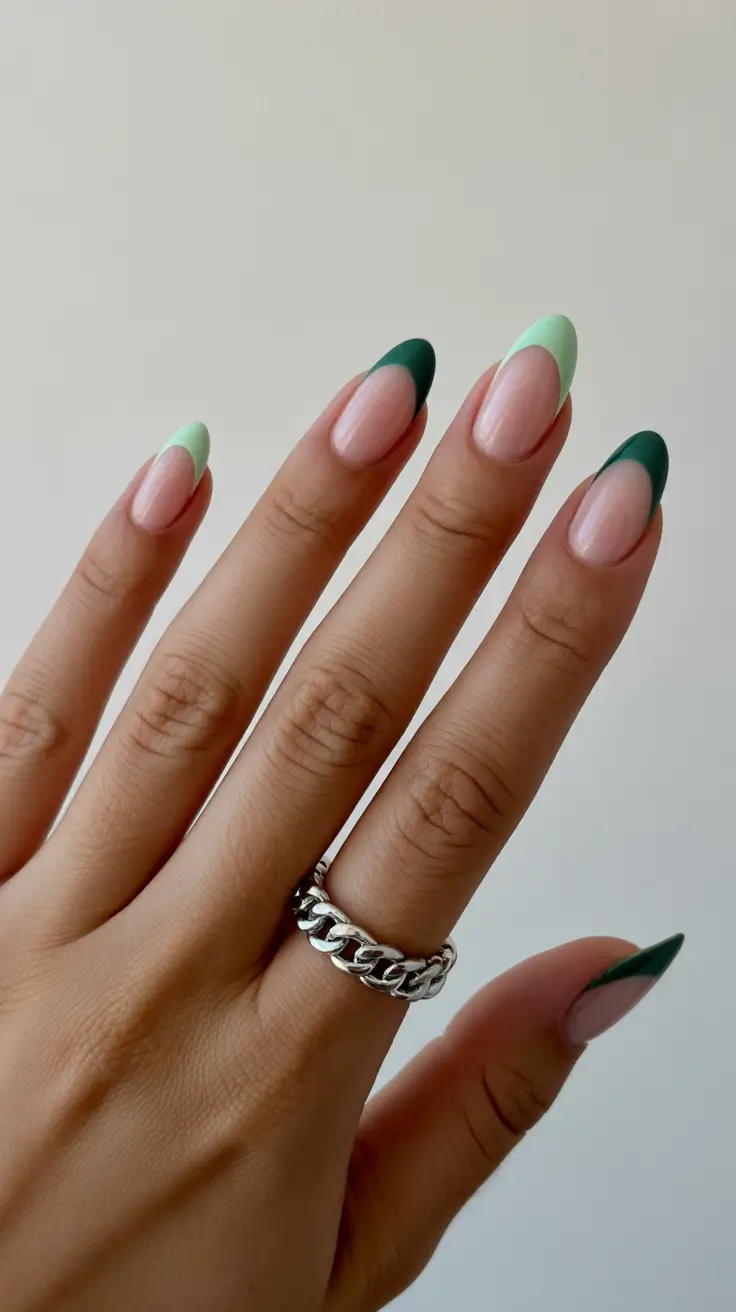 spring nail colors 2026 Modern Green French