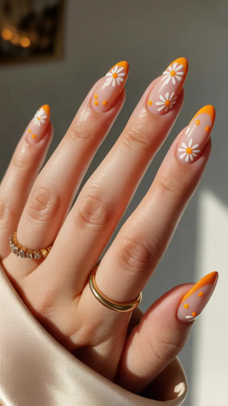 spring nail colors 2026 Sunlit Daisy French