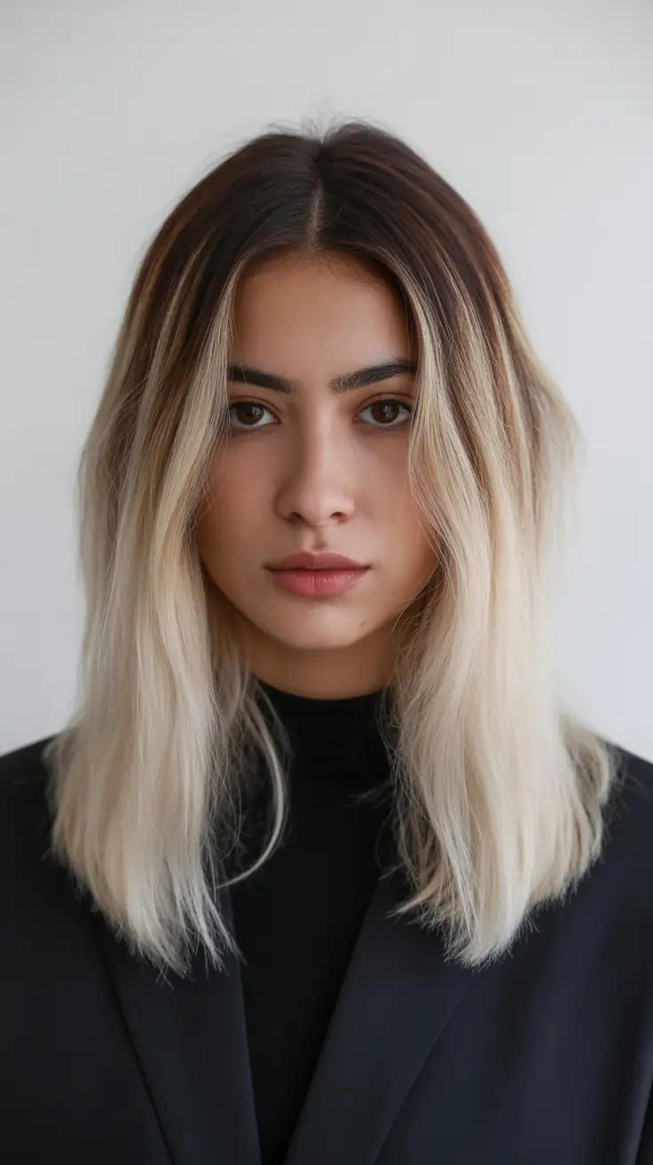 ombre High-Contrast Blonde Ombre With Bright Spring Ends