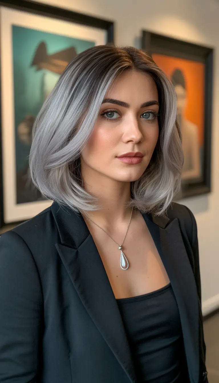 ombre Silver-Lilac Ombre Bob With Radiant Spring Clarity