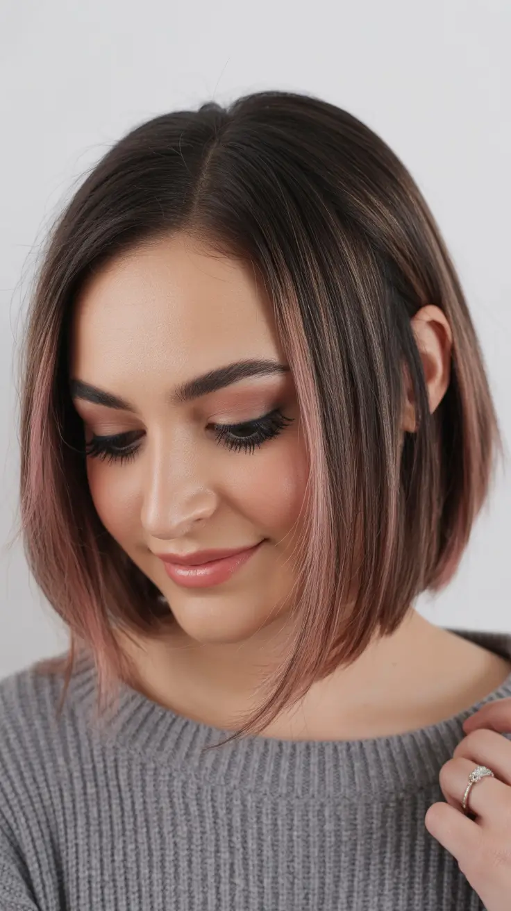 dreamy spring bob haircuts 2026 Rose-Toned Layered Bob with Modern Softness