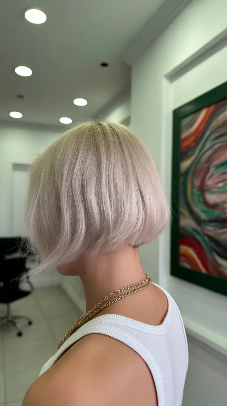 dreamy spring bob haircuts 2026 Platinum Micro Bob with Sculpted Precision