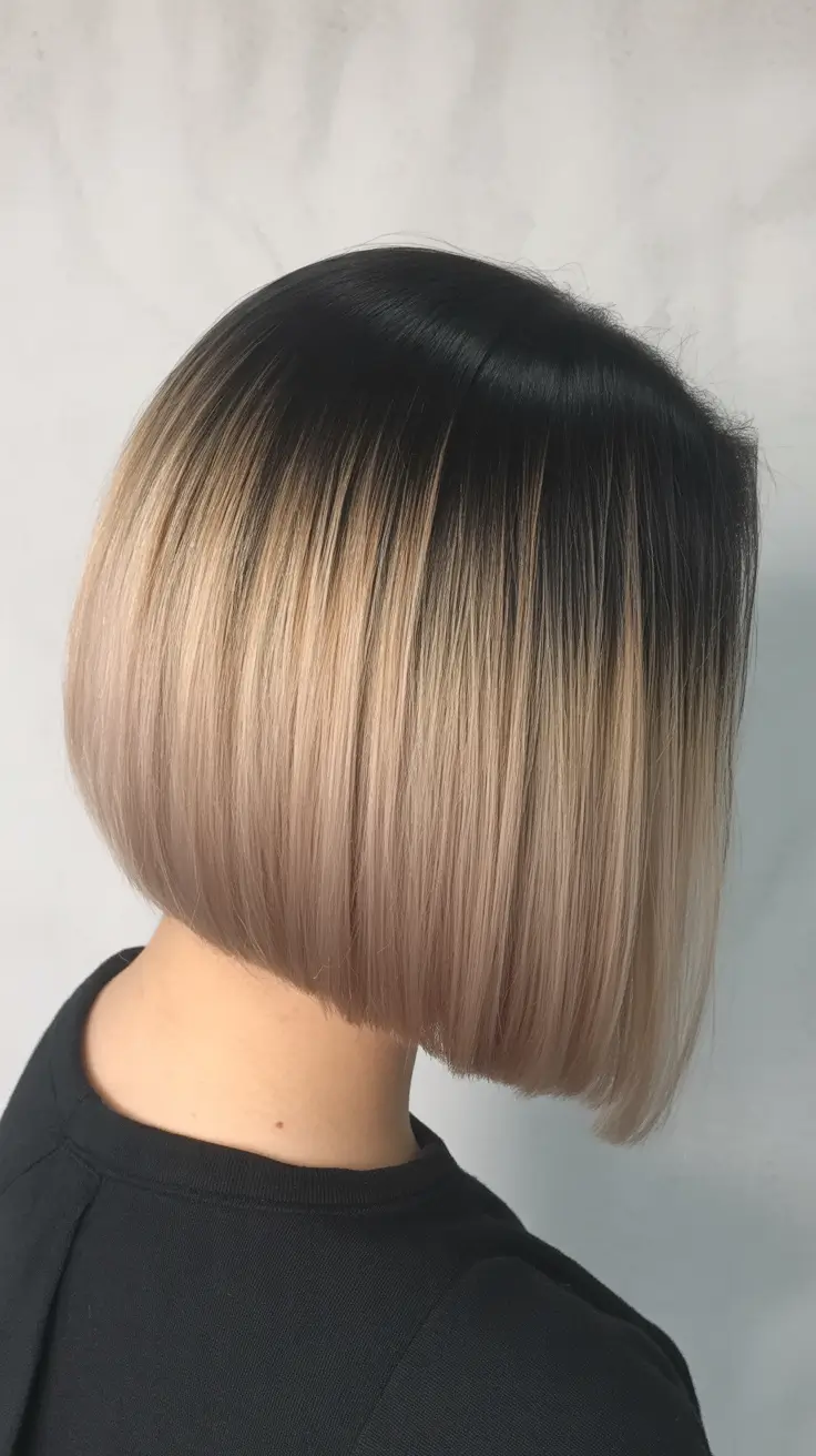 dreamy spring bob haircuts 2026 Precision Angled Ombre Bob with Shadow Root