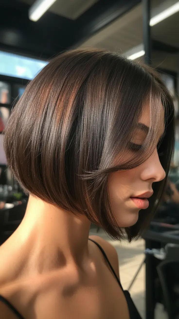 dreamy spring bob haircuts 2026 Layered Espresso Bob with Soft Movement
