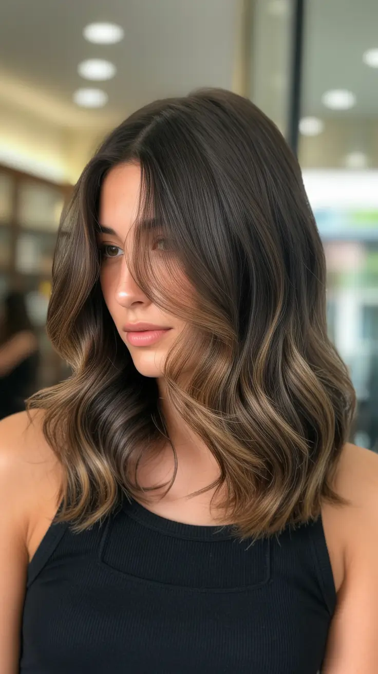 dreamy spring mid length haircuts 2026 Soft Balayage Mid Length Waves with Seamless Layers