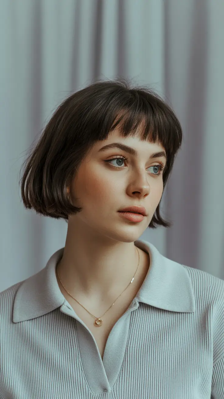 spring short haircuts 2026 Classic French-Inspired Bob With Soft Fringe