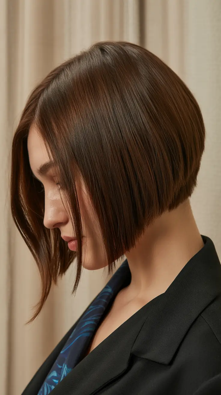 spring short haircuts 2026 Clean Sculpted Bob With Natural Brunette Depth