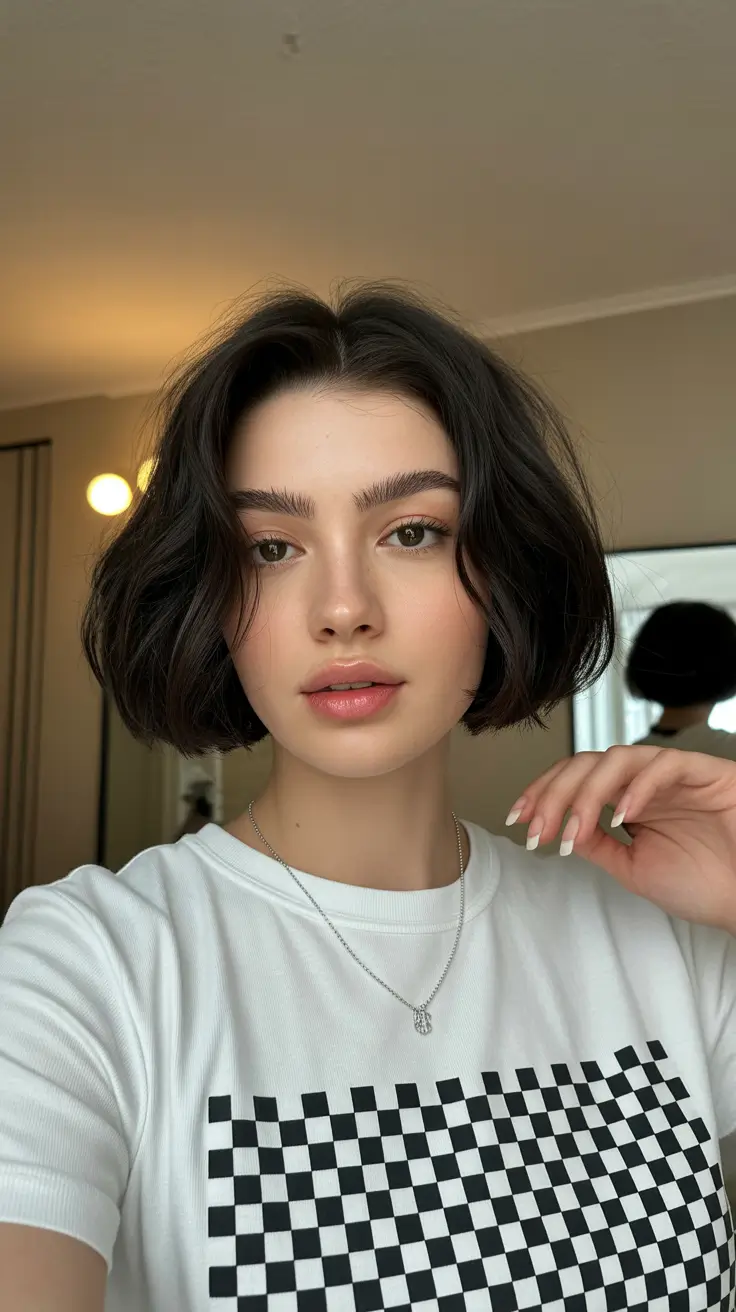 spring short haircuts 2026 Soft Rounded Bob With Natural Wave And Middle Ease