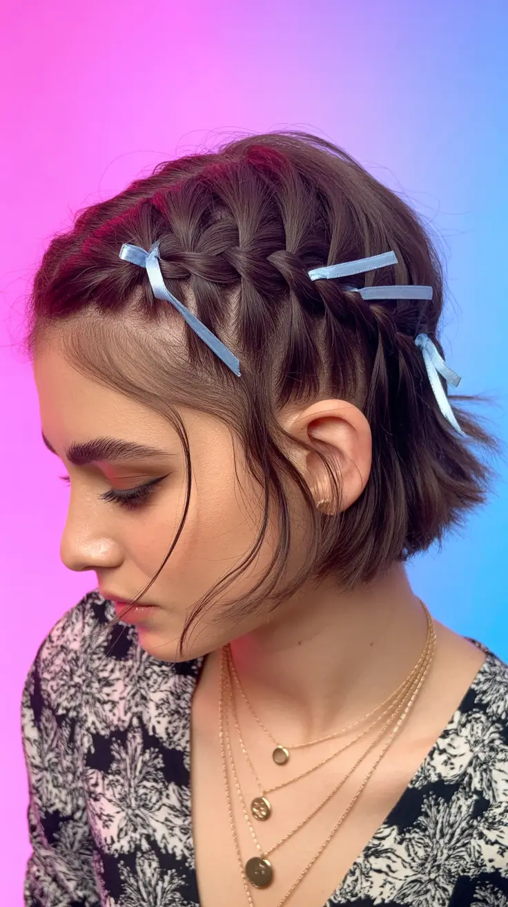 spring short haircuts 2026 Braided Crown Accent On A Soft Short Cut