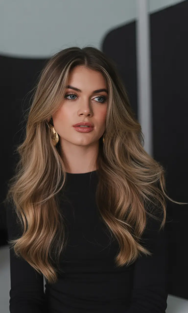 Haircolor Neutral Golden Brunette With Clean Glossy Dimension