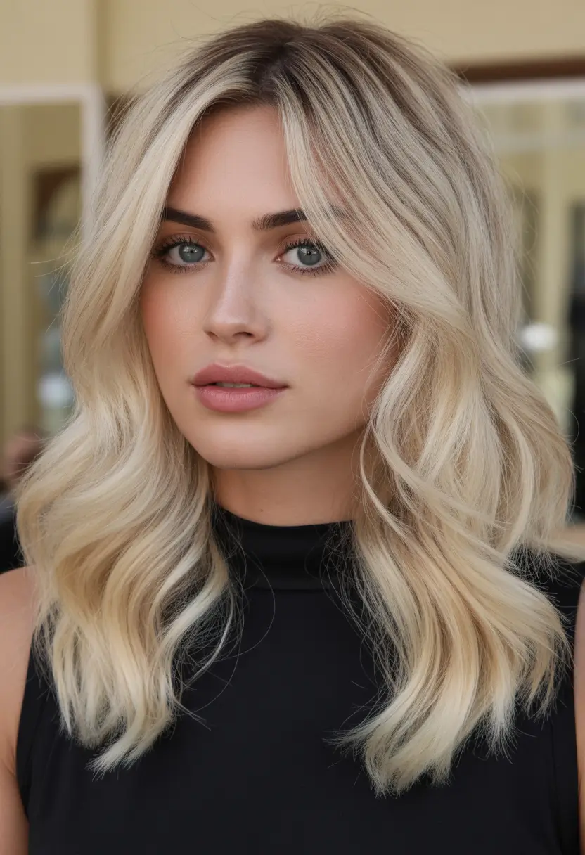 Haircolor Soft Cream Blonde With a Youthful Midlength Shape