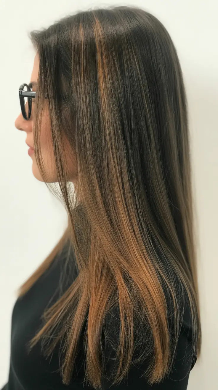 easy spring long haircuts styles 2026 Warm Brunette Length With Delicate Highlight Threads