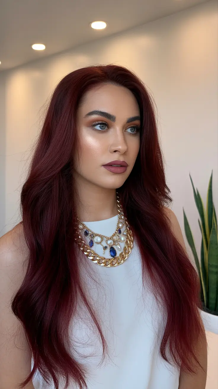 easy spring long haircuts styles 2026 Deep Red Length With Flowing Spring Movement