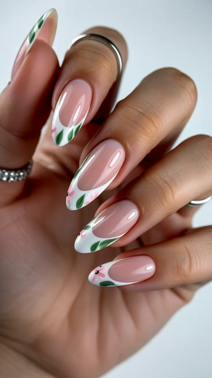 elegant cute spring nails 2026 Petal French Tips with a Spring Twist