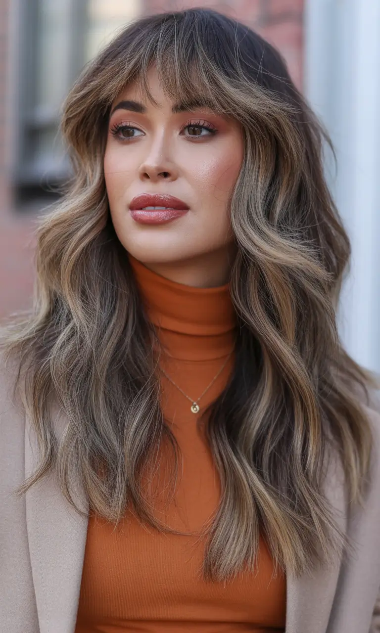 balayage Warm Drift Fringe Layers