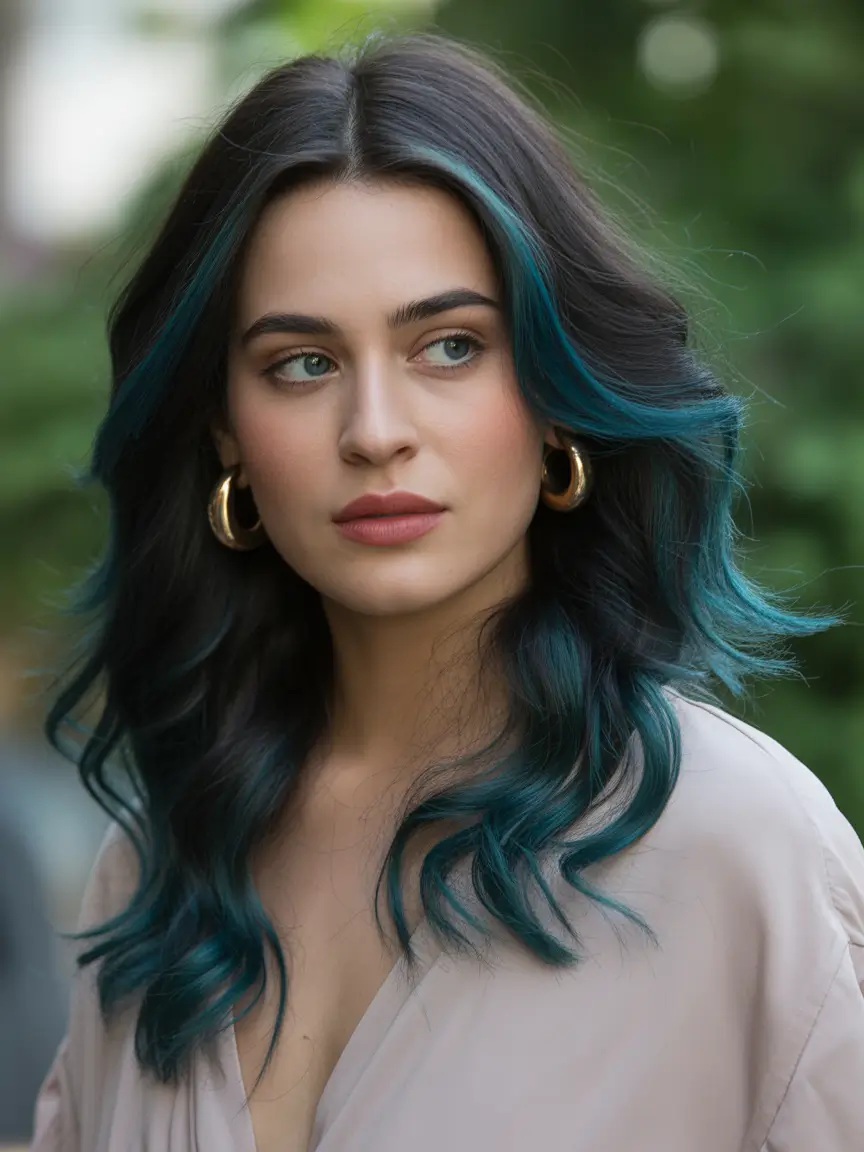 balayage Teal Whisper Contour Lights