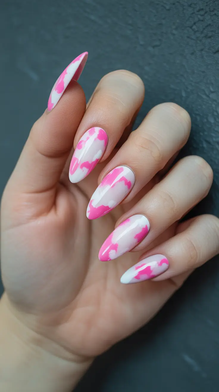 spring gel nails 2026 pink abstract almond