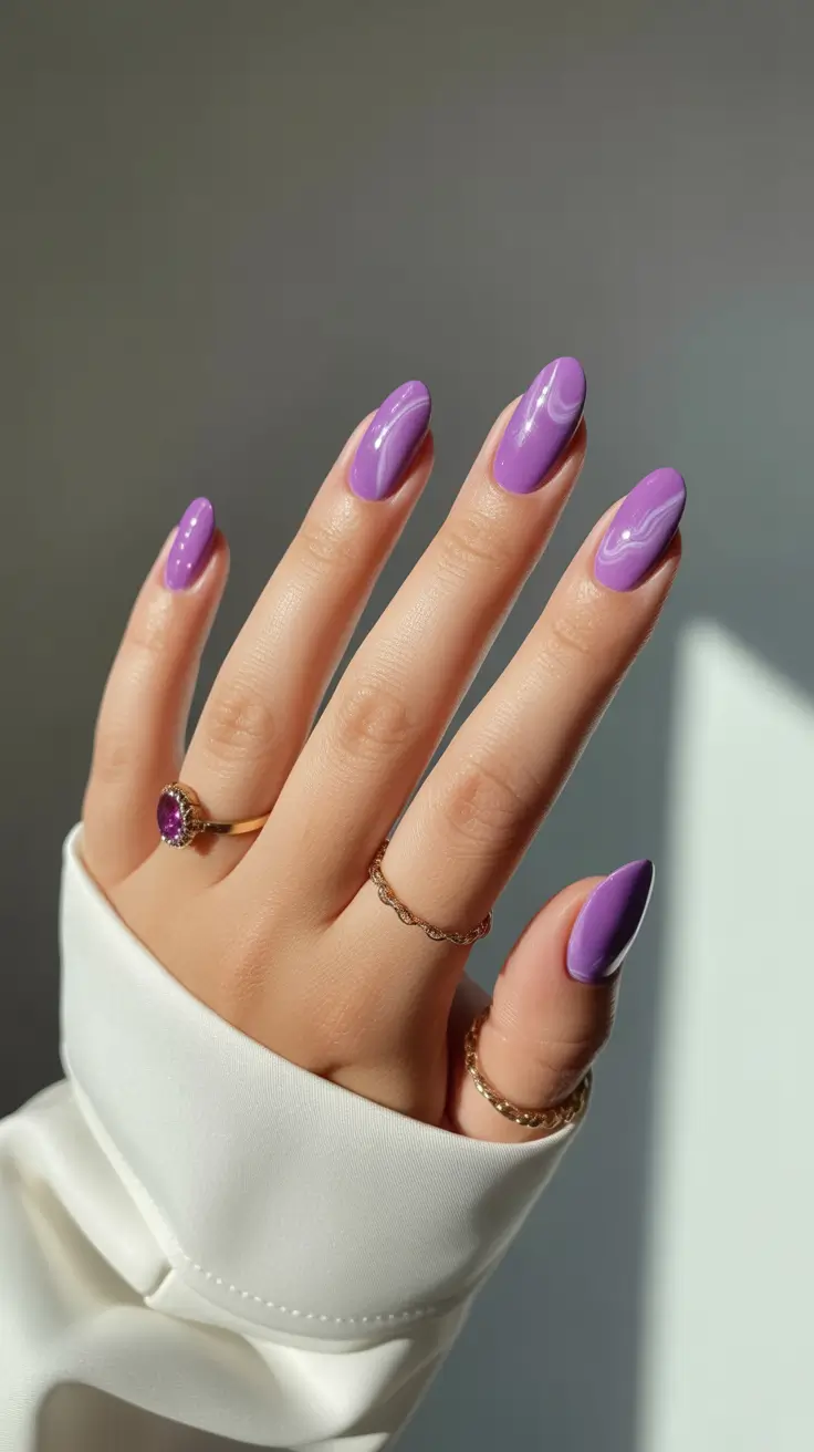 spring gel nails 2026 lavender glossy