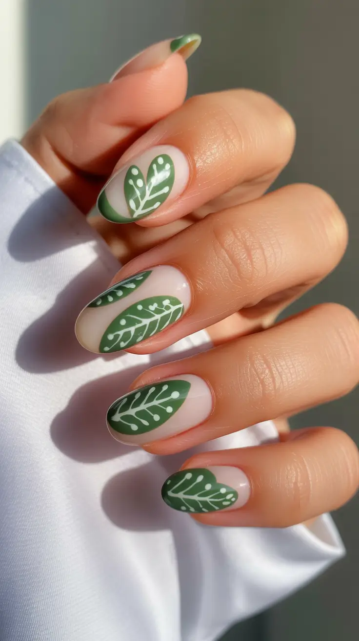 spring gel nails 2026 green botanical