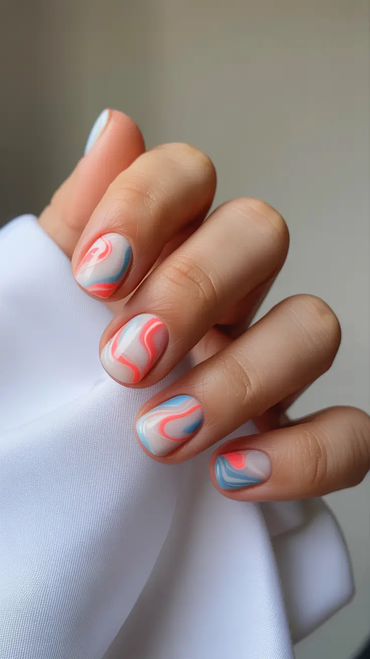 glam spring gel nails 2026 short abstract