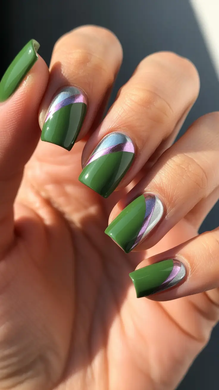 spring gel nails 2026 green layered curves