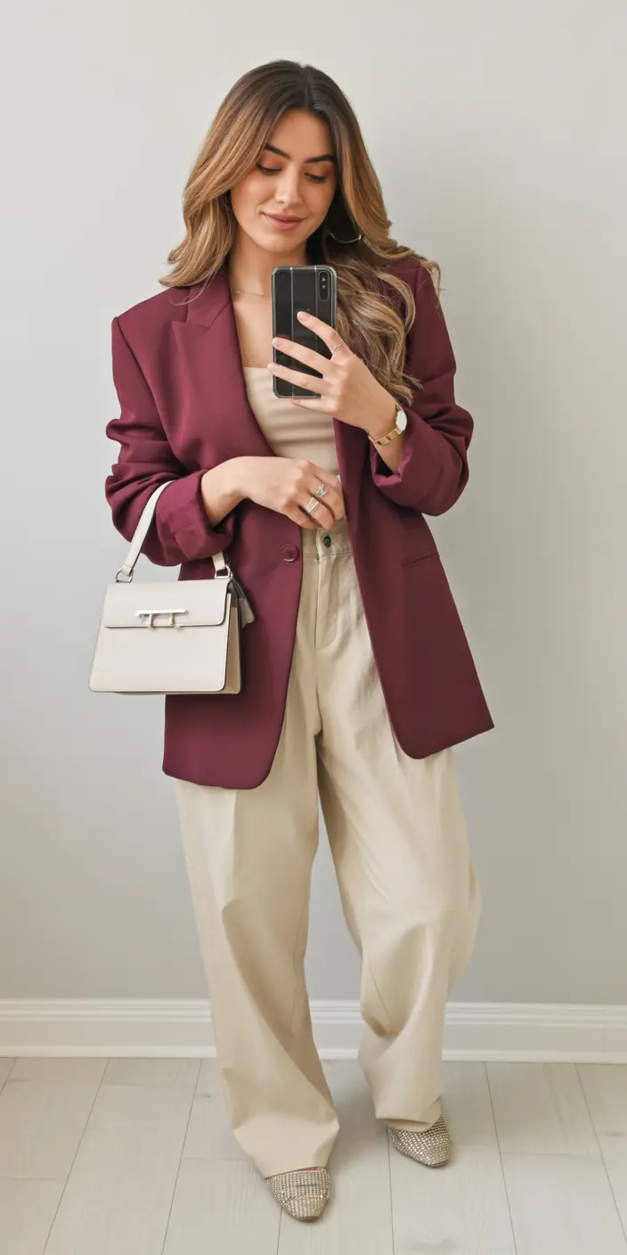 Women 2026 Soft Neutrals With a Bordeaux Twist