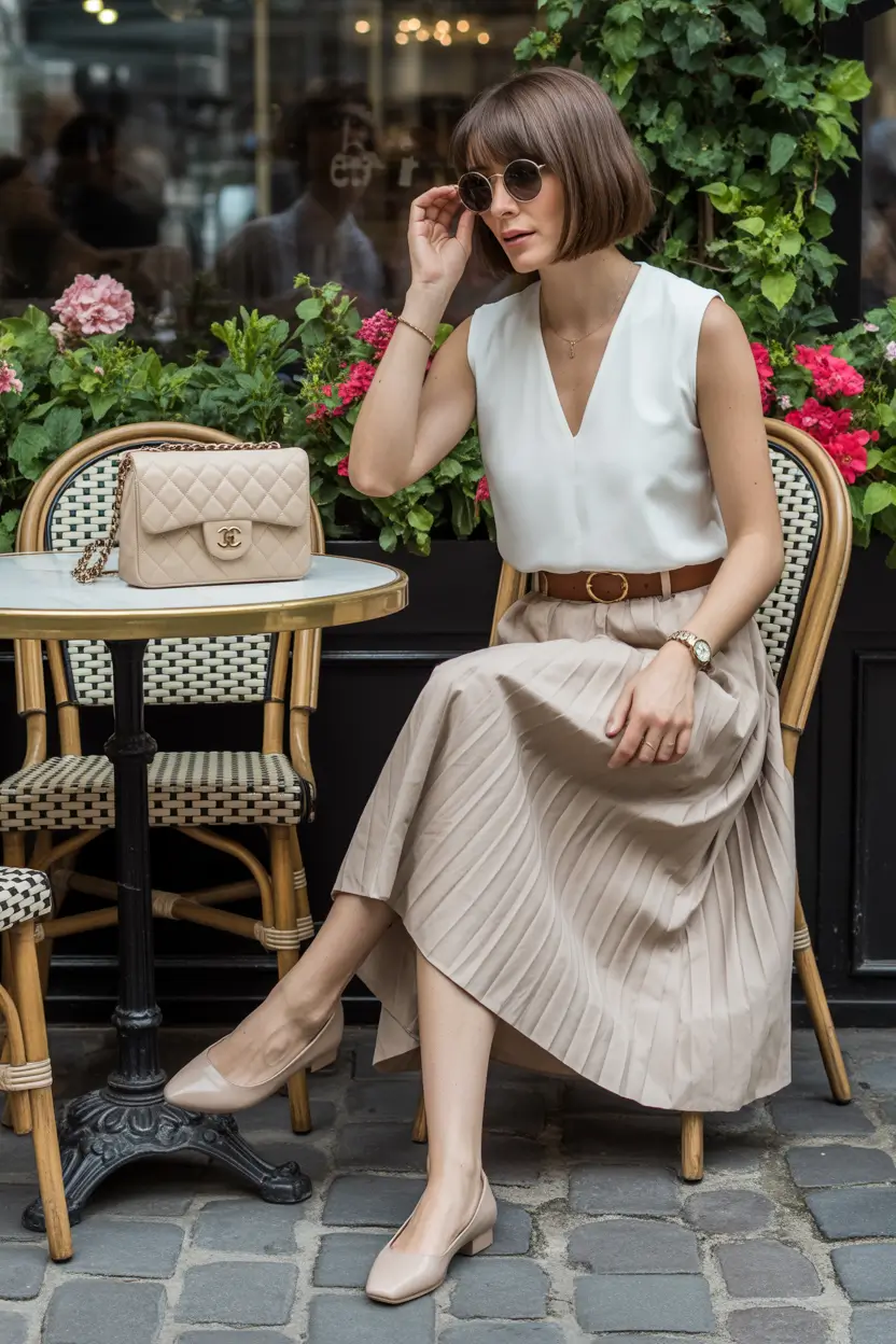 Business casual Soft Cream Tones and Pleats for Refined Feminine Movement