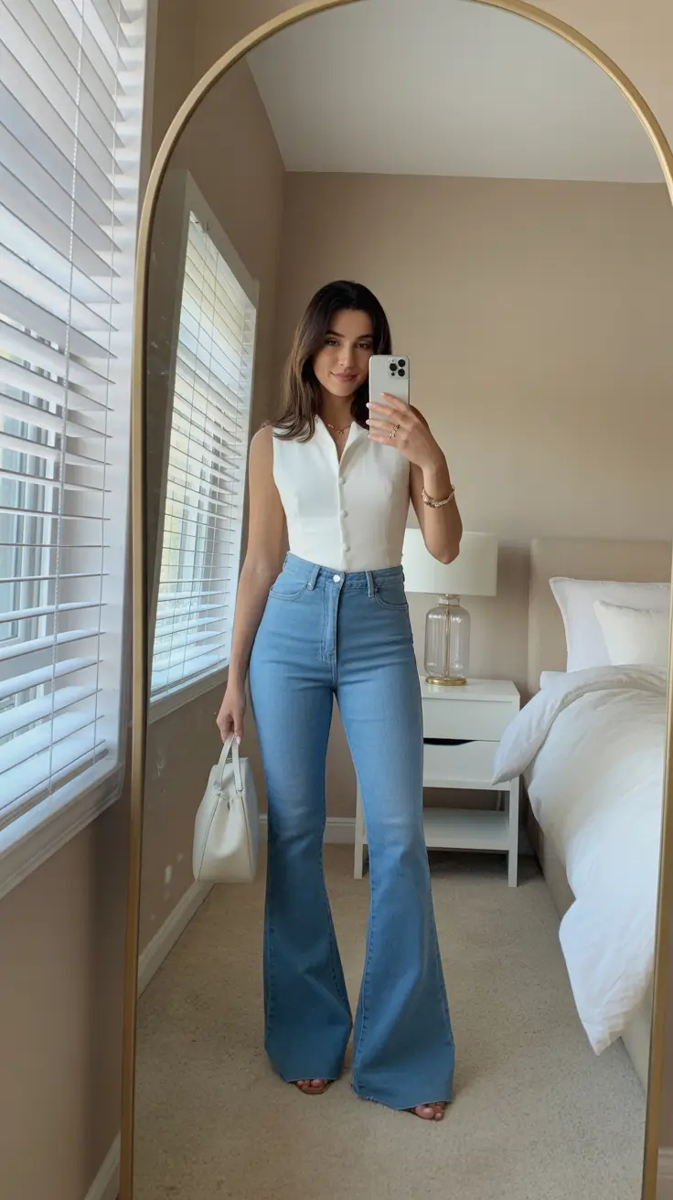 Business casual Minimalist Flare Denim For a Polished Spring Mood