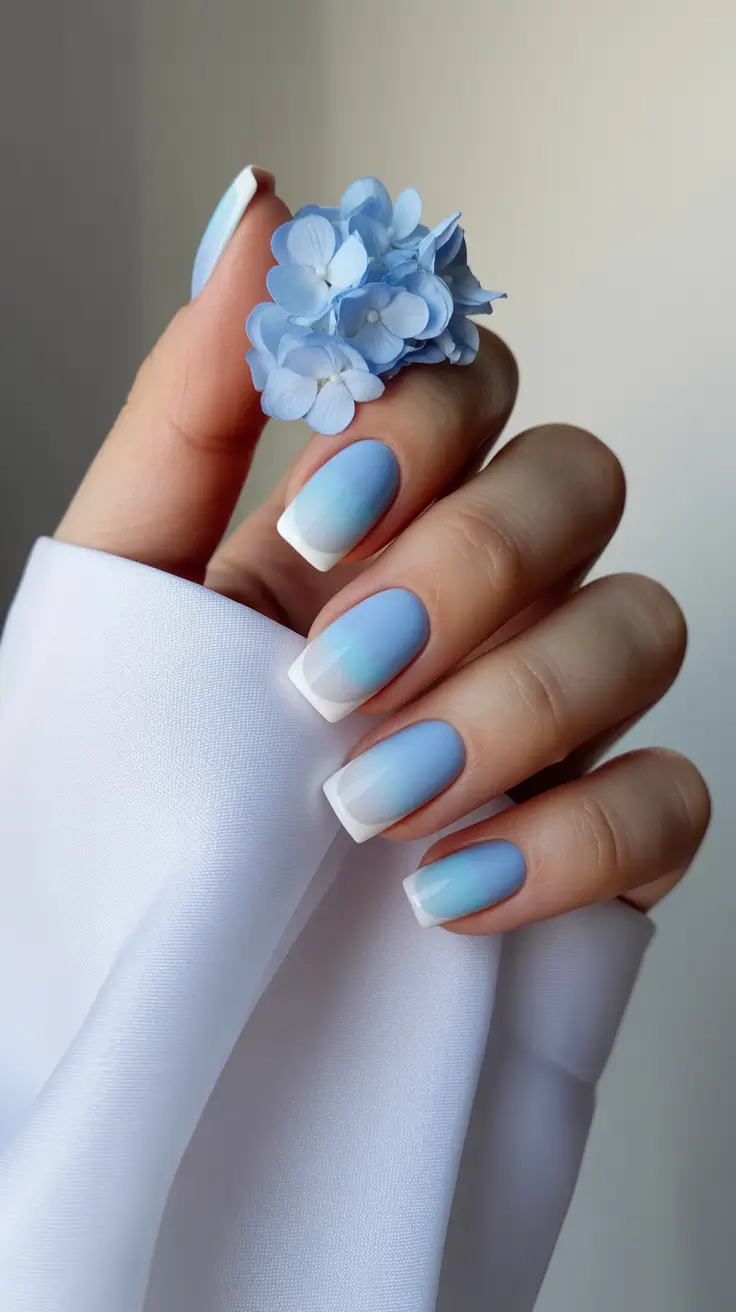 popular spring nail inspo 2026 Baby Blue Square French Tips for Fresh Spring 2026