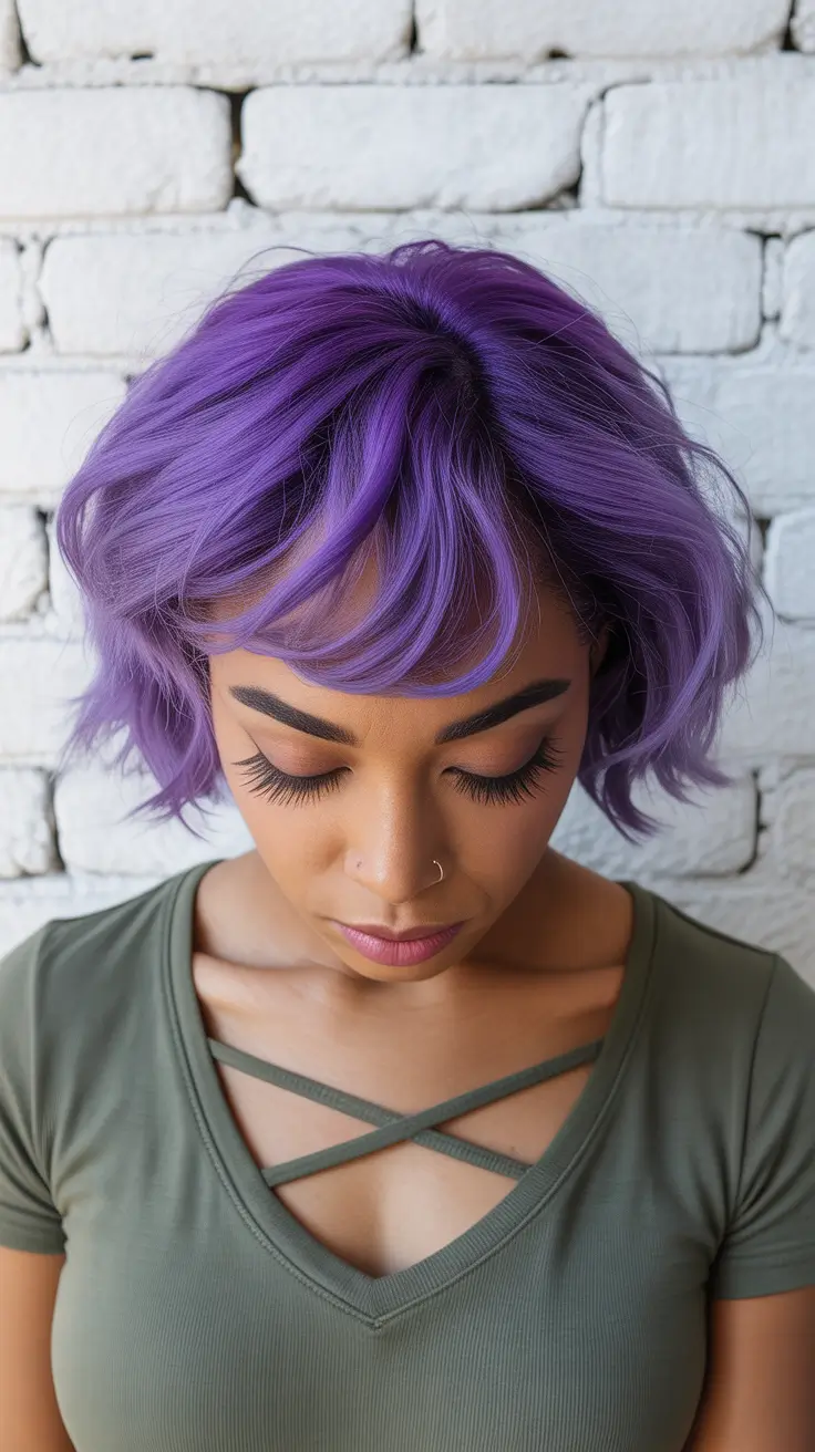 sophisticated spring hairstyle for black women 2026 lavender short hair