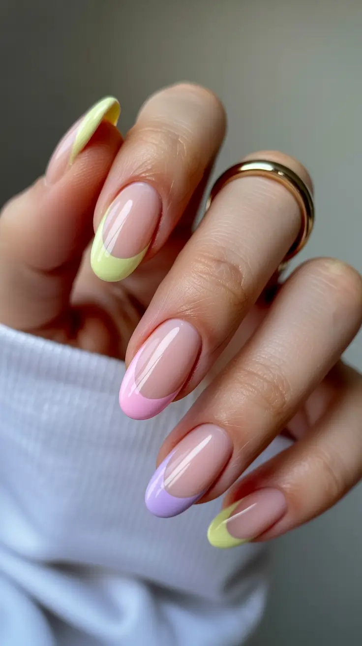 stunning spring break nails 2026 Pastel Micro French Oval