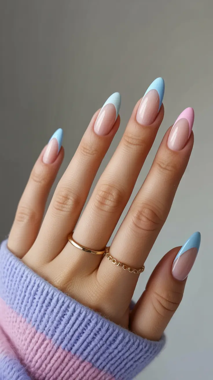 stunning spring break nails 2026 Pastel Duo French Almond