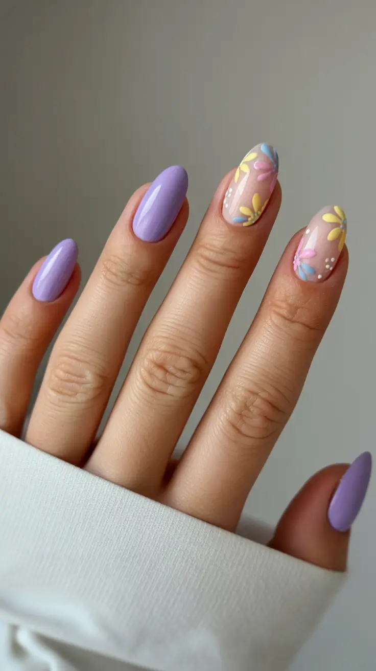 stunning spring break nails 2026 Lavender Meadow Accent Mix