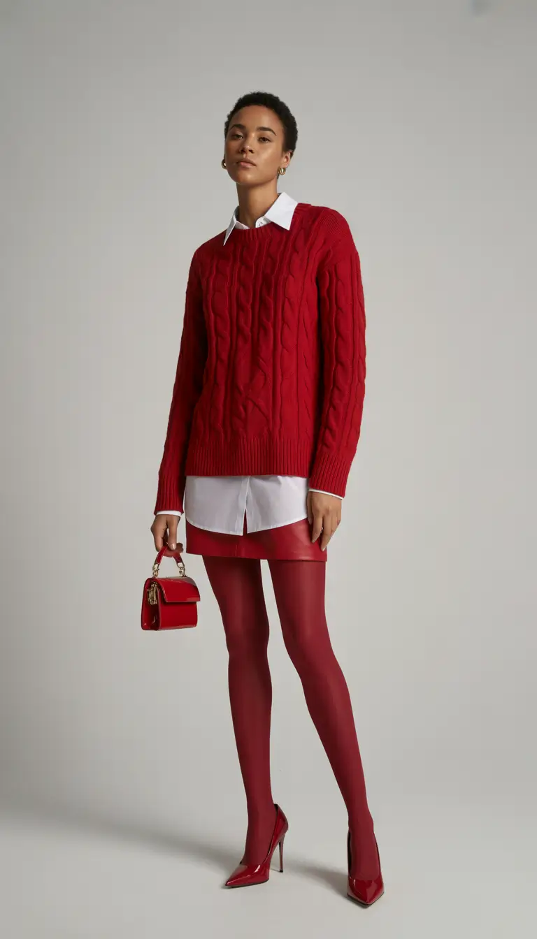 stunning spring outfits for black women 2026 - Red Layers With Modern Prep Energy