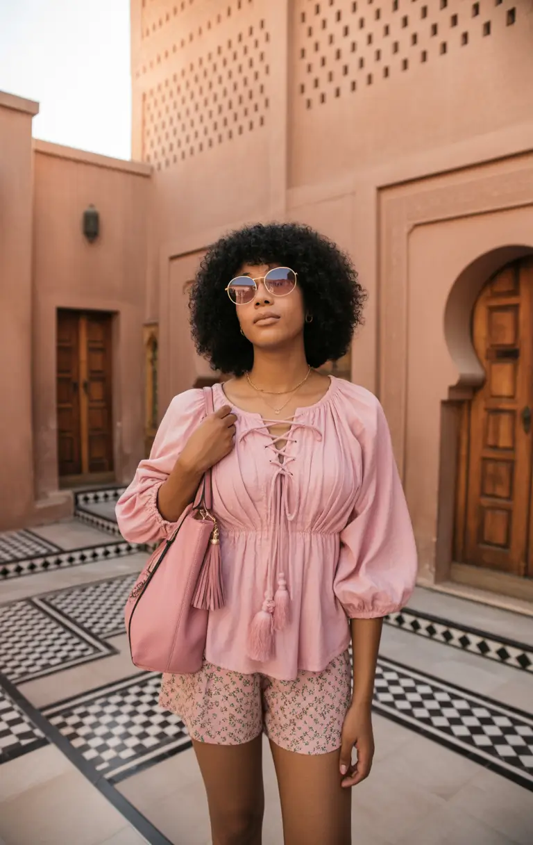 stunning spring outfits for black women 2026 - Soft Pink Boho Romance With Global-Inspired Detailing