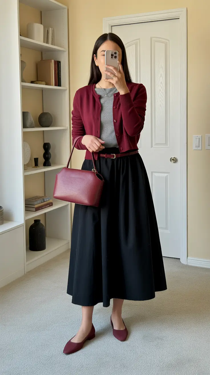 Women 2026 Deep Berry Tones With Flowing Black Elegance