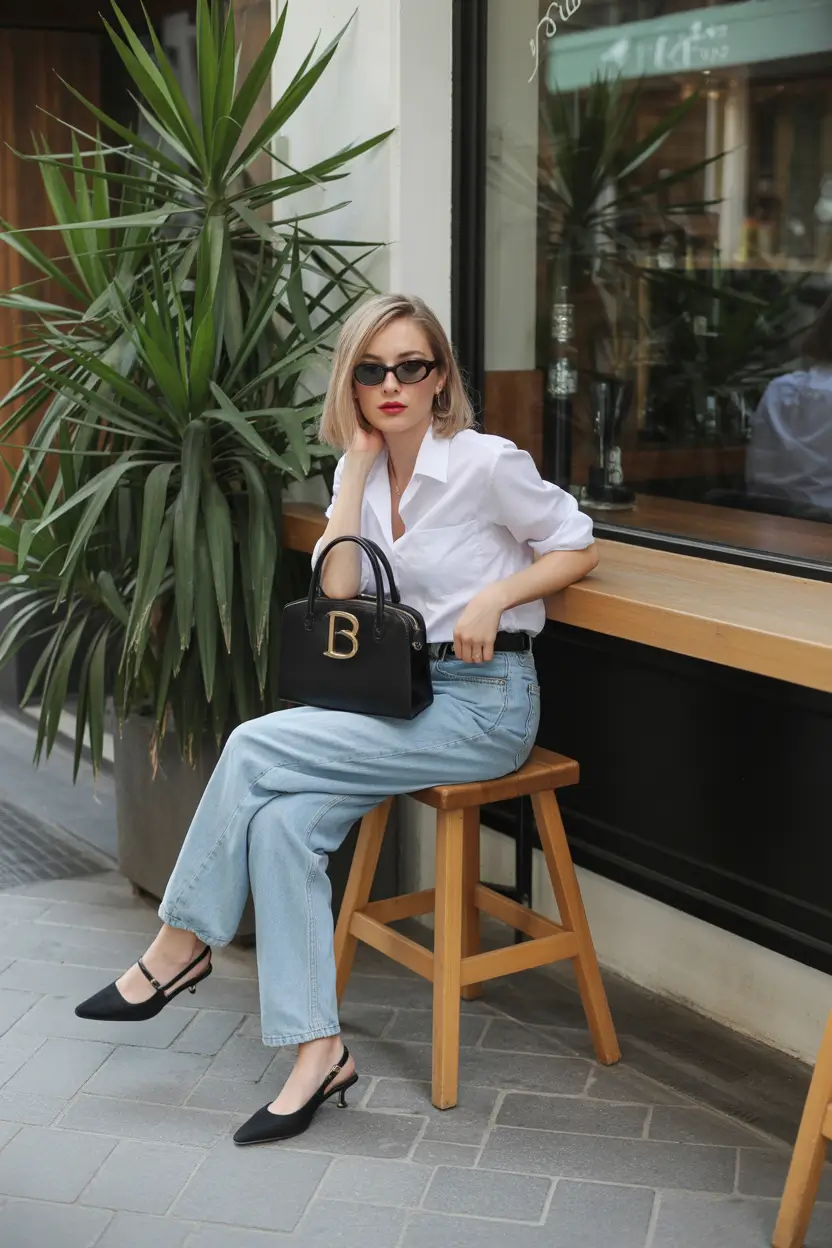 Women 2026 Relaxed Denim With Sharp Black Accents