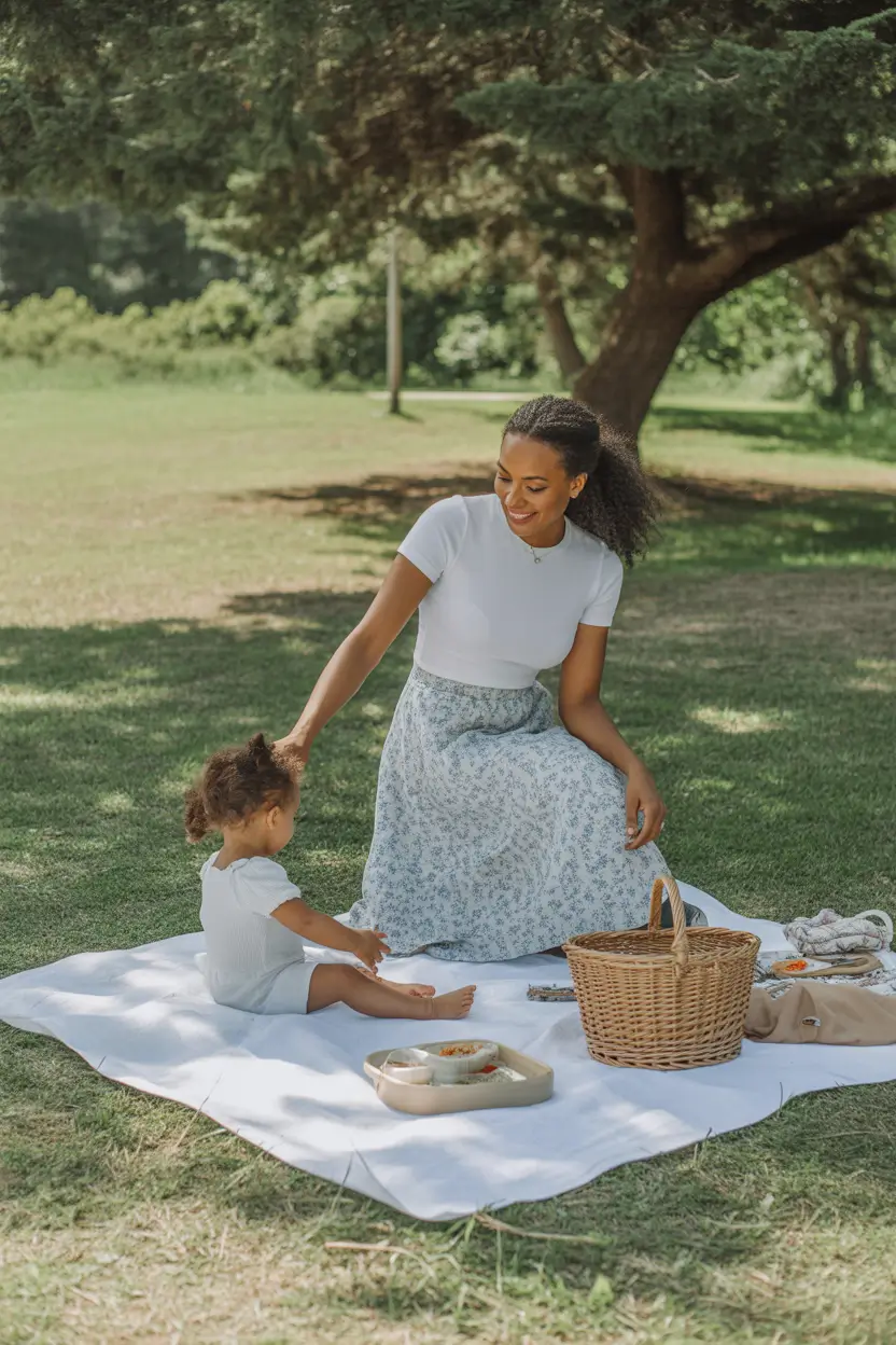2026 Fresh Whites and Soft Greens Picnic Look