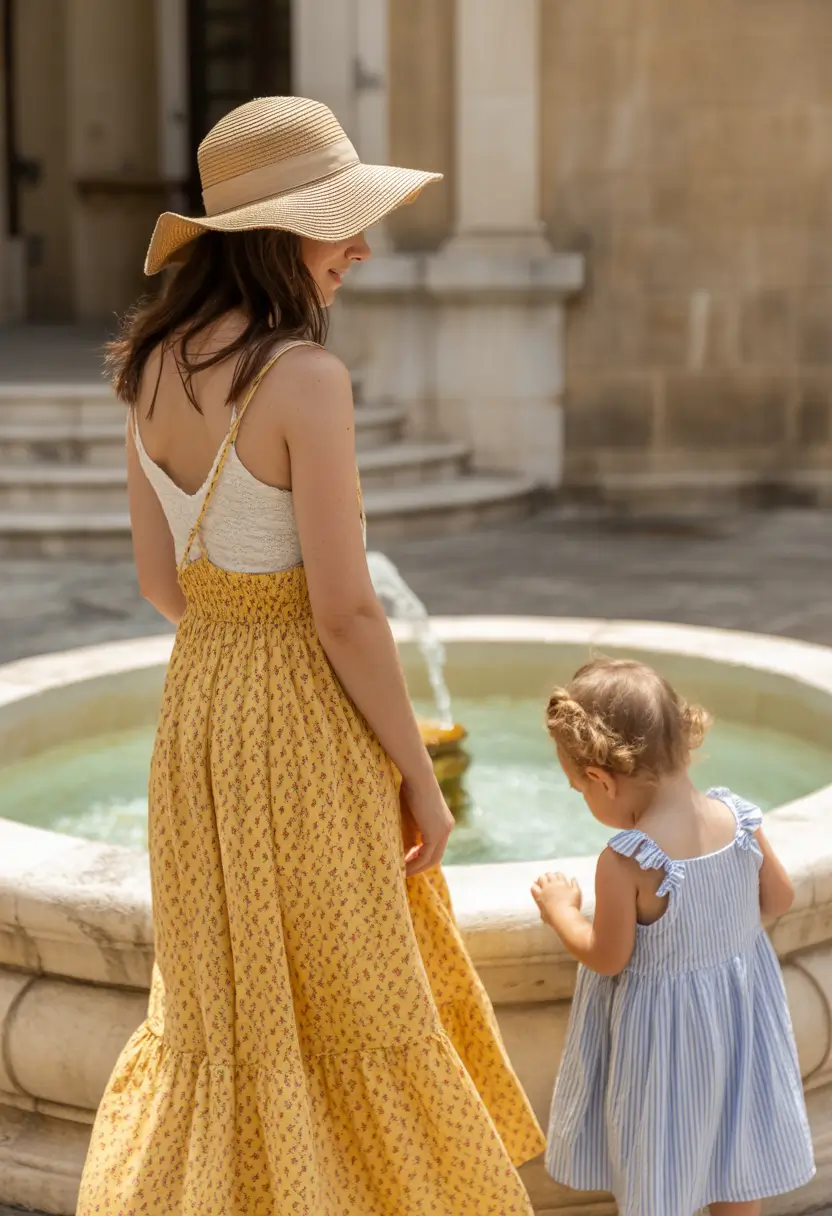 2026 Sunny Yellow and Springtime Stripes Mother Daughter Style
