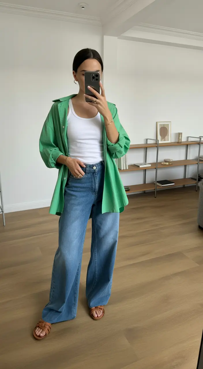 21-trendy-spring-outfits-street-style-2026-Clean-Greens-and-Wide-Denim-for-Breezy-Spring-Simplicity
