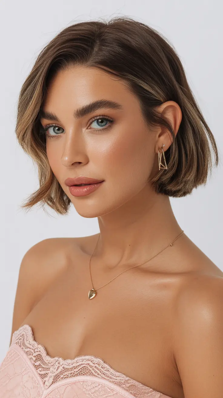 Wedding Soft Textured Bob with Subtle Vintage Contour