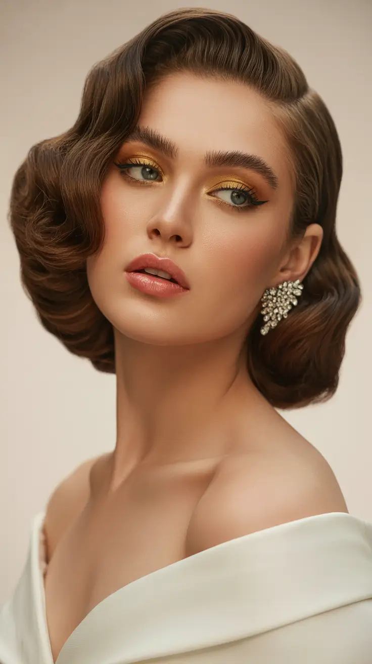 Wedding Structured Side-Part Waves with Polished Gloss